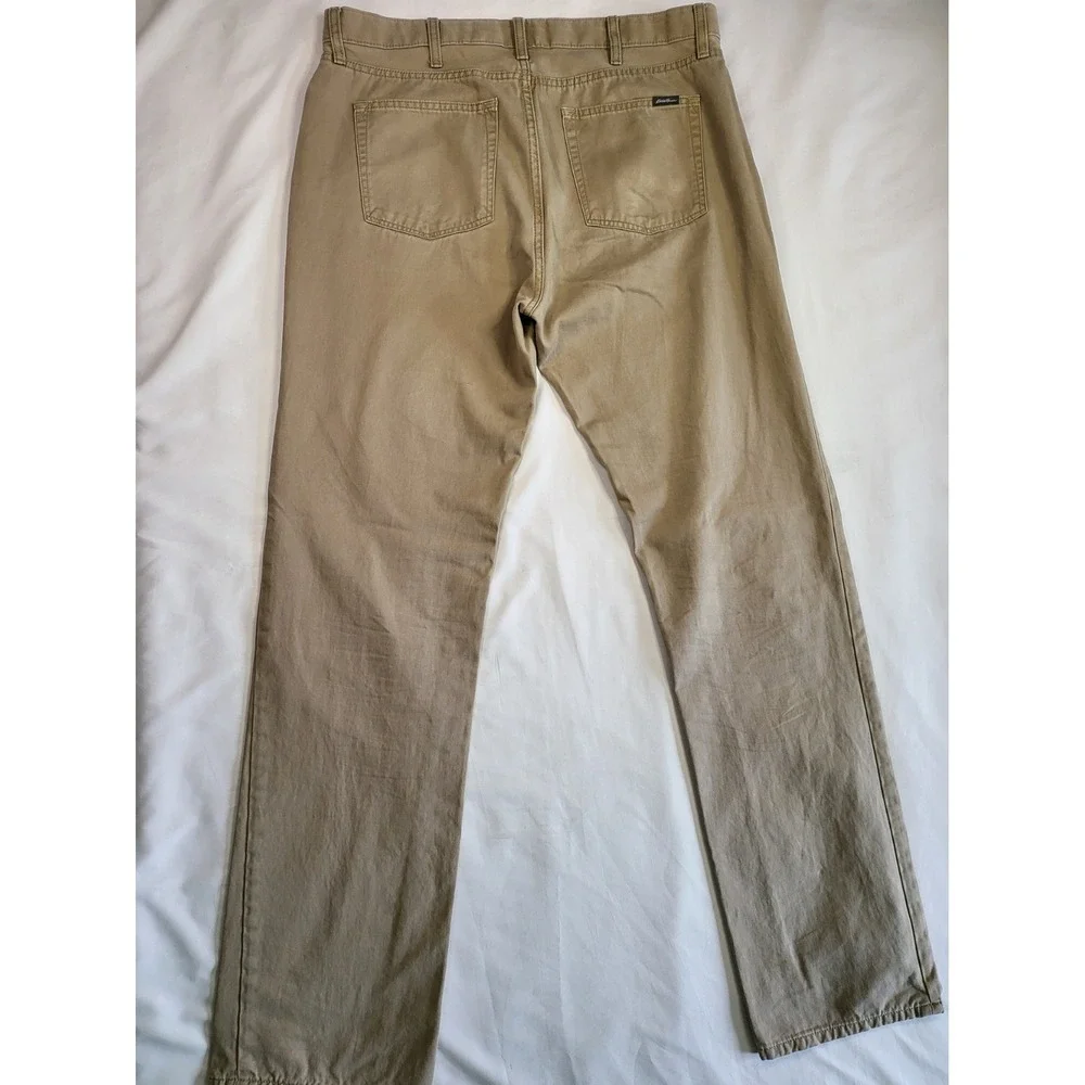 Eddie Bauer Mens 36x36 Straight Fit 5 Pocket Khaki Tan Cotton T36x36